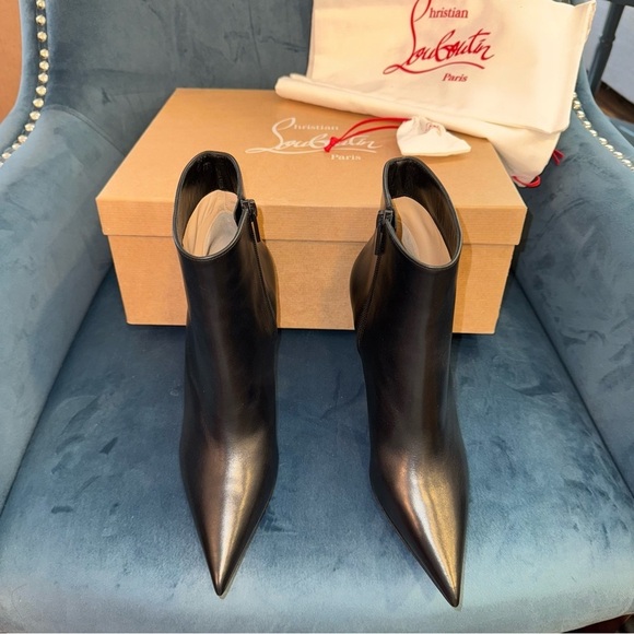 New Size 35 Christian Louboutin So Apostropha Leather Red Sole Stiletto Booties - Picture 3 of 13
